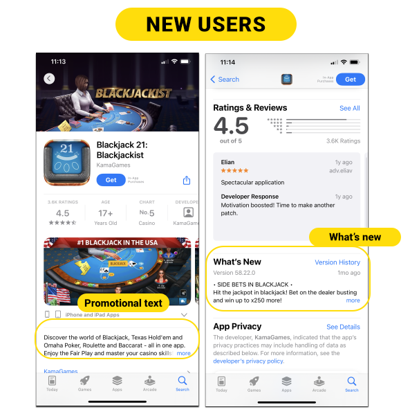 New users - promotional text & What's New section New users - promotional text & What's New section