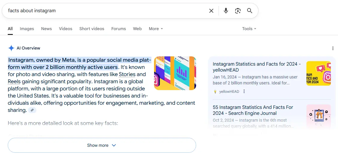 Facts about Instagram  google search  